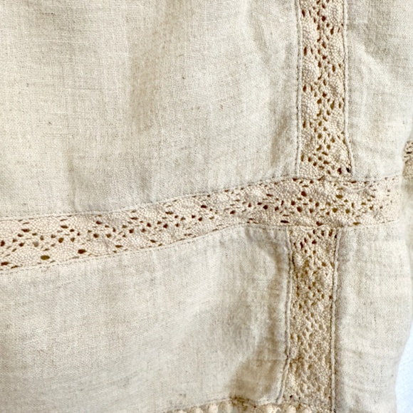 Anine Bing Neutral Beige Linen Eyelet Lace Trim Tunic Mini dress Size XS - Picture 5 of 9
